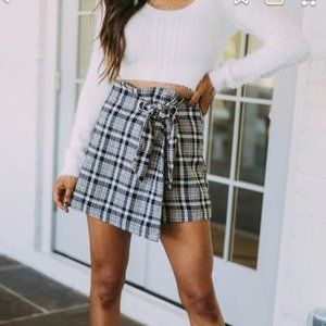 Plaid Tie Front Skirt